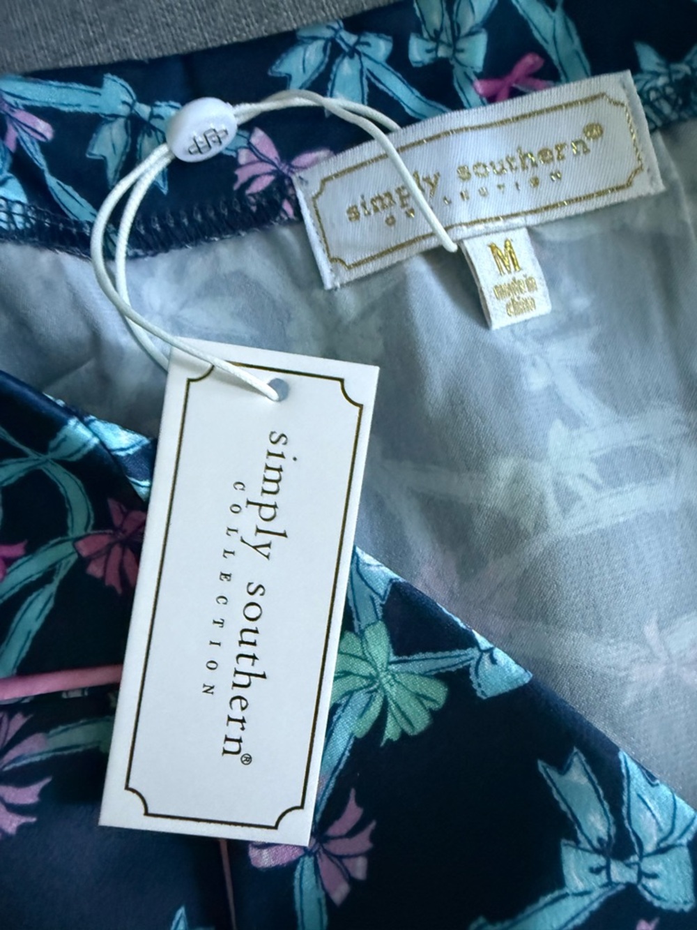 Simply Southern Navy Floral Top with Pink Accents - Picture 3 of 6